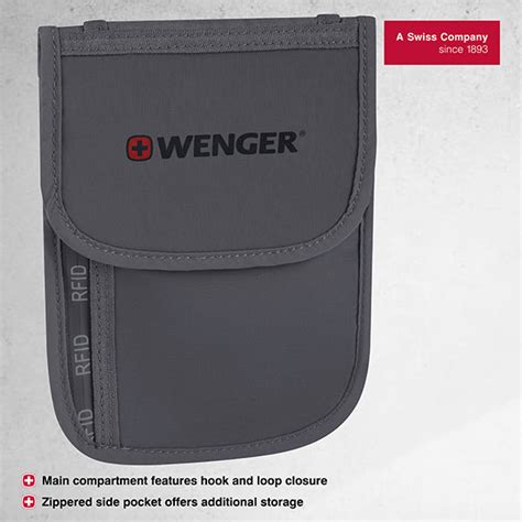 Wenger Travel Document RFID Neck Pouch in Gray 